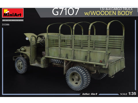 Miniart Chevrolet G7107 1,5t 4x4 sunkvežimis 1/35, medinis kėbulas