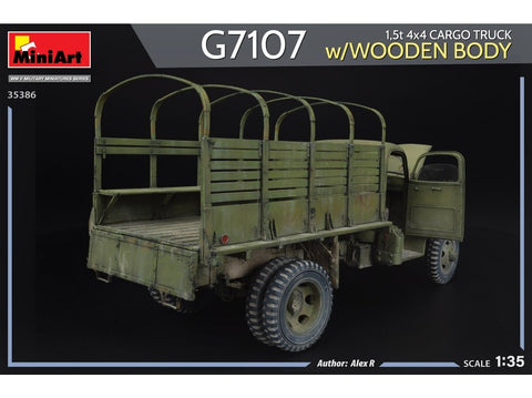 Miniart Chevrolet G7107 1,5t 4x4 sunkvežimis 1/35, medinis kėbulas