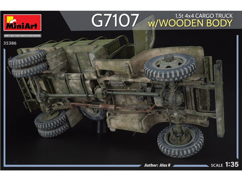 Miniart Chevrolet G7107 1,5t 4x4 sunkvežimis 1/35, medinis kėbulas