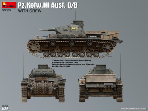 1/35 Pz.Kpfw. III Ausf. D/B plastikinis tanko modelis su įgula Miniart