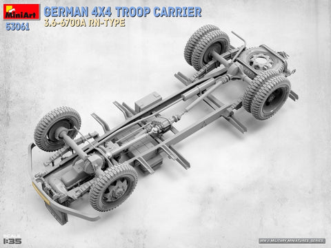 MiniArt vokiečių 4x4 karių transporteris 3.6-6700A RN-Type, modelis 1/35, 53061