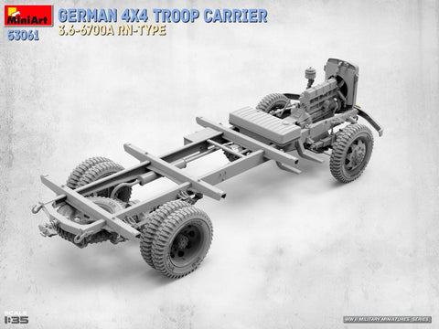 MiniArt vokiečių 4x4 karių transporteris 3.6-6700A RN-Type, modelis 1/35, 53061