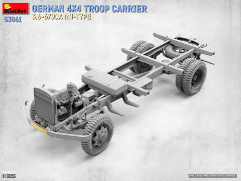 MiniArt vokiečių 4x4 karių transporteris 3.6-6700A RN-Type, modelis 1/35, 53061