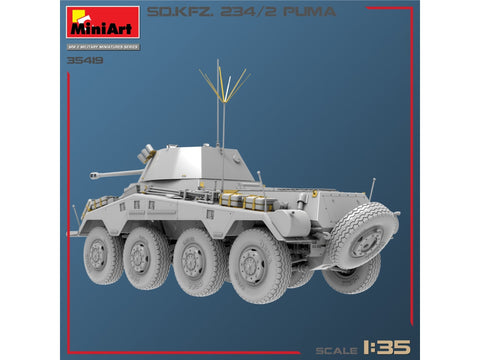 MiniArt Sd.Kfz.234/2 Puma 1/35 vokiečių šarvuotis, plastikinis modelis 35419