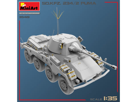 MiniArt Sd.Kfz.234/2 Puma 1/35 vokiečių šarvuotis, plastikinis modelis 35419