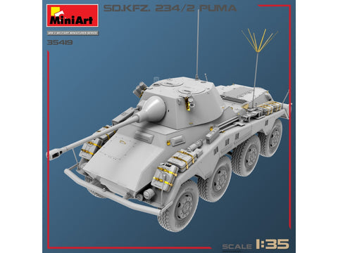 MiniArt Sd.Kfz.234/2 Puma 1/35 vokiečių šarvuotis, plastikinis modelis 35419