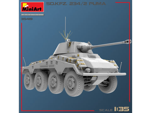 MiniArt Sd.Kfz.234/2 Puma 1/35 vokiečių šarvuotis, plastikinis modelis 35419