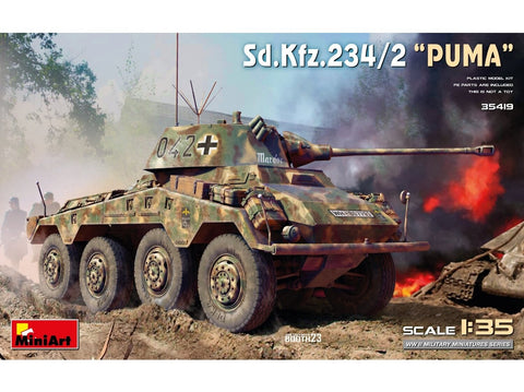 MiniArt Sd.Kfz.234/2 Puma 1/35 vokiečių šarvuotis, plastikinis modelis 35419