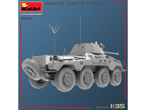 MiniArt Sd.Kfz.234/2 Puma 1/35 vokiečių šarvuotis, plastikinis modelis 35419