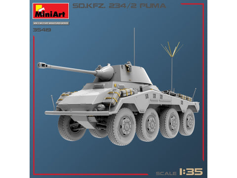MiniArt Sd.Kfz.234/2 Puma 1/35 vokiečių šarvuotis, plastikinis modelis 35419