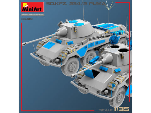 MiniArt Sd.Kfz.234/2 Puma 1/35 vokiečių šarvuotis, plastikinis modelis 35419