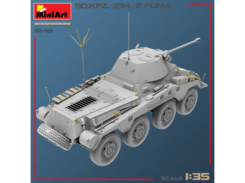 MiniArt Sd.Kfz.234/2 Puma 1/35 vokiečių šarvuotis, plastikinis modelis 35419
