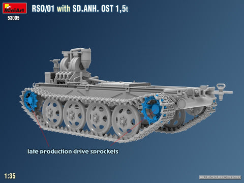 MiniArt RSO/01 vilkikas su priekaba Sd.Anh. Ost 1,5 t, modelis 1/35, 53005