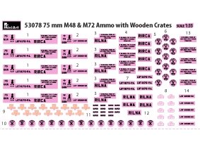 MiniArt 75 mm M48 ir M72 šaudmenys su medinėmis dėžėmis 1/35 53078