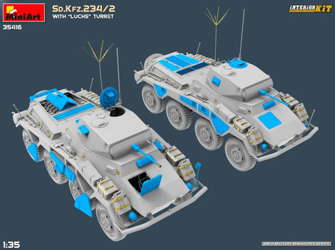 Miniart Sd.Kfz.234/2 su „Luchs“ bokštu, pilnas interjeras, 1/35 (35416)