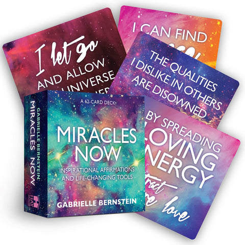 Miracles Now kortelių rinkinys, Gabrielle Bernstein, spalvinga 62 kortų dėžutė su keliomis pavyzdinėmis afirmacijomis