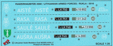 Lietuviškos dekalės Panzerhaubitze 2000 1/35, kodas 35001