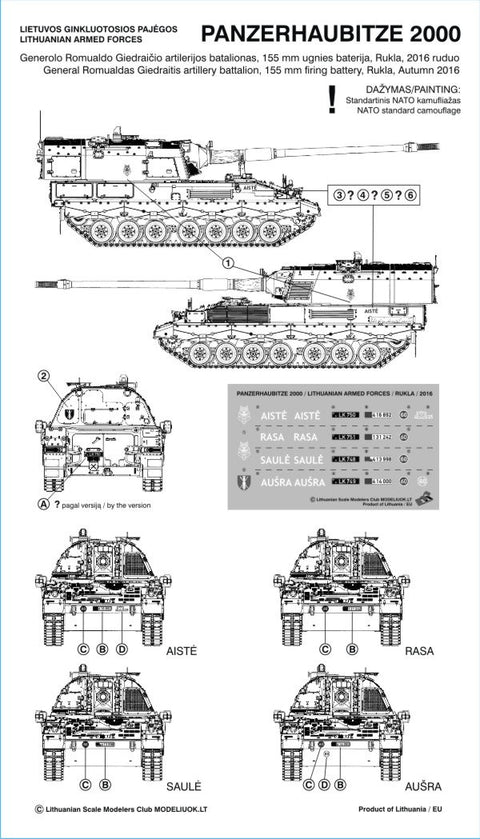 Lietuviškos dekalės Panzerhaubitze 2000 1/35, kodas 35001