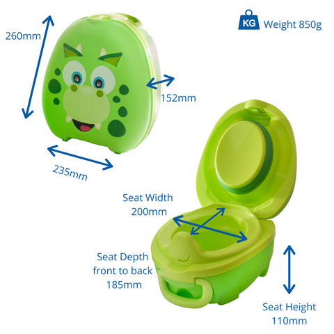 My Carry Potty nešiojamas mokomasis naktipuodis vaikams „Dinozauras“ – sandarus, kelioninis