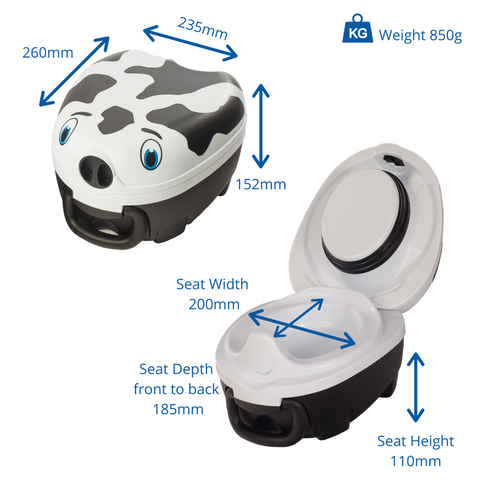 My Carry Potty nešiojamas naktipuodis vaikams „Karvutė“ – sandarus, kelionėms