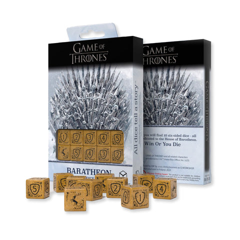 Sostų karai: Baratheon 10x D6 kauliukai – geltoni, licencijuoti, Q-Workshop