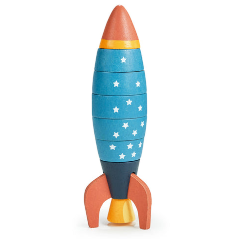 Mentari medinė skaičiavimo raketa – 5 dalių mokomasis žaislas iš kaučiukmedžio, vaikams 3+