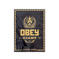 Kortų kaladė OBEY Giant juodoje ir aukso dėžutėje, blizgus priekinis dizainas su žvaigždės herbu ir raštais