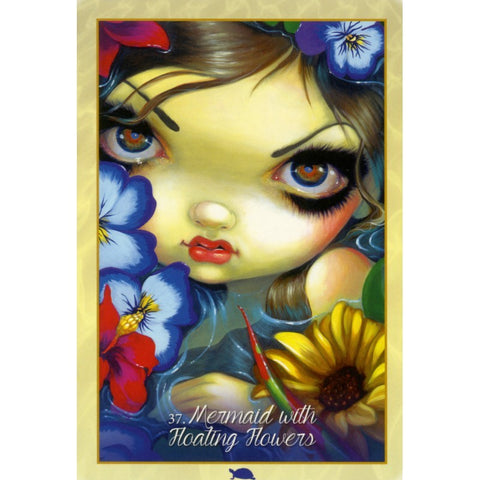 Plakatas Mermaid with Floating Flowers — ryškus art printas su sirena ir plaukiojančiomis gėlėmis, artimas portreto kadrui