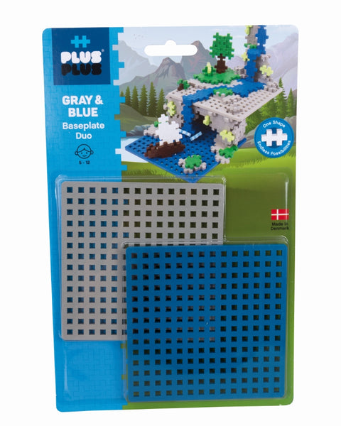 Plus-Plus konstruktoriaus pagrindo plokštės 12×12 cm, mėlyna ir pilka, 2 vnt.