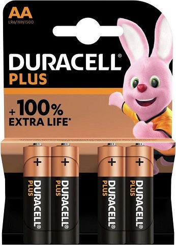 Duracell Plus AA šarminės baterijos, 4 vnt, ilgo veikimo