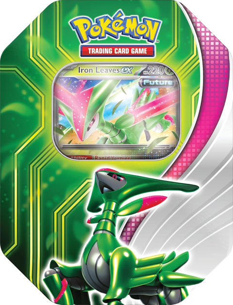 Pokémon TCG Paradox Clash Iron Leaves ex metalinė dėžutė – 4 pakeliai, promo