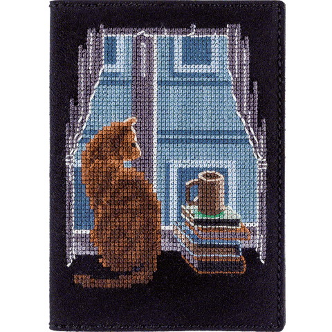 Kryželiu siuvinėjimo rinkinys paso dėklui iš dirbtinės odos | Wonderland Crafts