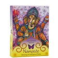 Namaste kortelių rinkinys Toni Carmine Salerno — spalvingas Ganesha dėžutės priekis, palaiminimų ir aiškinimo kortos