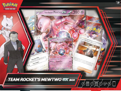 Pokémon TCG Destined Rivals: Team Rocket's Mewtwo ex dėžė, 4 pakuotės (anglų k.)