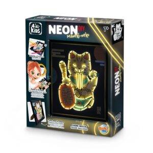 Neoninis kūrybinis rinkinys Maneki-neko – šviečianti laimės katė vaikams 7+