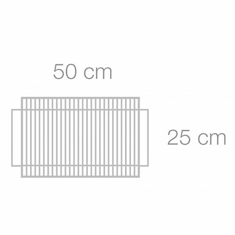 Grotelės 50 × 25 cm, plokščios nerūdijančio plieno kepimo grotelės su smulkiomis tarpų linijomis, skirtos mažesnei kepsninei