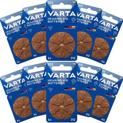 Varta 312 klausos aparatų cinko oro baterijos, 60 vnt.