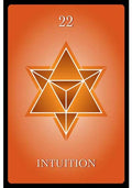 intuicijos korta oranžinė su geometrine žvaigžde ir numeriu 22, skirta meditacijai, savęs pažinimui ir intuicijos ugdymui