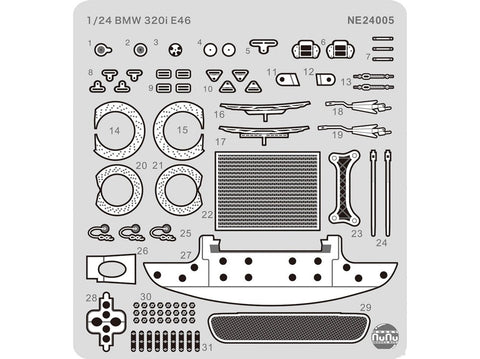 NuNu BMW 320i E46 DTCC 2001 nugalėtojo detalių rinkinys 1/24, E24005