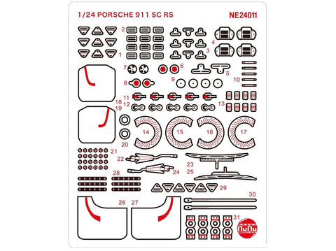 NuNu Porsche 911 SC/RS Omano ralis 1984 detalių rinkinys 1/24 E24011
