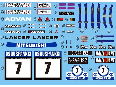 Mitsubishi Lancer Turbo 1982 1000 ežerų ralis 1/24 plastikinis rinkinys NuNu