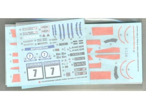 Mitsubishi Lancer Turbo 1982 1000 ežerų ralis 1/24 plastikinis rinkinys NuNu