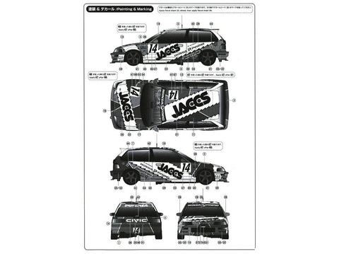 Honda Civic EF9 JACCS 1992 Group A 1/24 plastikinis surinkimo rinkinys