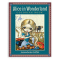 Spalvinimo knyga Alice in Wonderland Jasmine Becket-Griffith — tamsiai mėlynas viršelis su didelių akių mergaitės iliustracija, rodoma kaip pagrindinis parduotuvės variantas