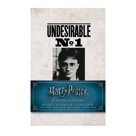 Harry Potter užrašų knygutė su „Undesirable No.1“ juodai baltu plakato viršeliu, kišeninė, 64 puslapiai, rinkinys