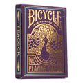 Lošimo kortos Bicycle violetiniame dėkle su aukso folija ir pavo motyvu, priekio vaizdas, prabangus kolekcinis variantas