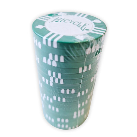 Pokerio žetonai Bicycle, 20 vnt., žali, moliu užpildyti 8 g