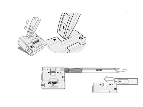 OLFA KB-5 atsarginės peiliukų geležtės, 30 vnt + adata