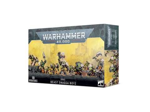 Warhammer 40k Ork Boyz – 11 plastikinių miniatiūrų rinkinys, 32 mm bazės