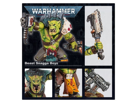 Warhammer 40k Ork Boyz – 11 plastikinių miniatiūrų rinkinys, 32 mm bazės